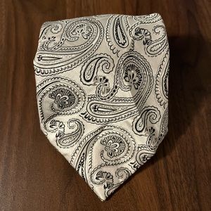 Mens Bugatti White Paisley Designer Silk Tie